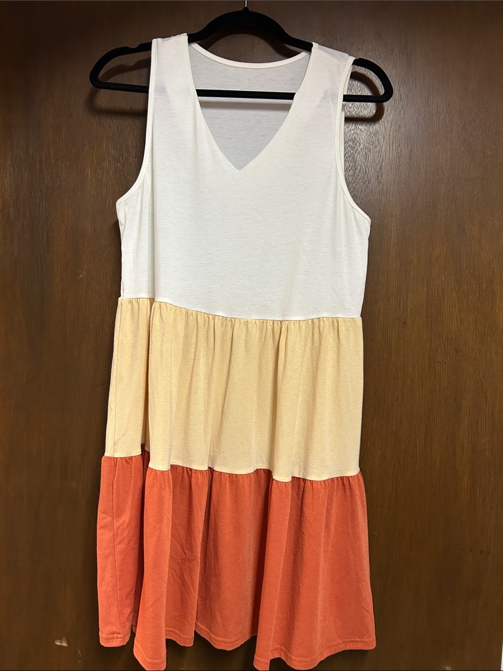 Girls Colorblock Tiered Dress in Cream, Light Yellow & Coral